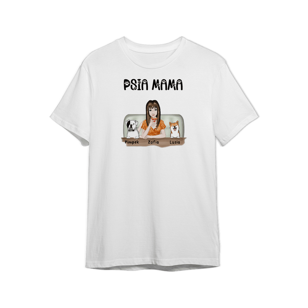 Koszulka Personalizowana - Psia Mama - dla miłośniczki Psów - Mejkmi - Personalizowane Prezenty Dla Twoich Bliskich!