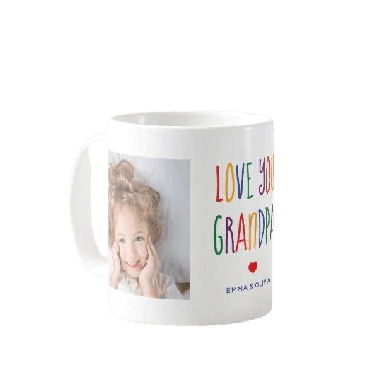 Personalizowany Kubek - LOVE YOU GRANDPA z Twoim zdjęciem na prezent - Mejkmi - Personalizowane Prezenty Dla Twoich Bliskich!